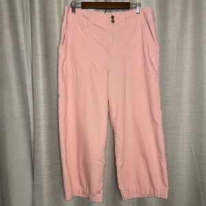 Seven7 Iconic High Rise Wide Leg Utility Pant Women 14 Pink Cropped Chino Barbie